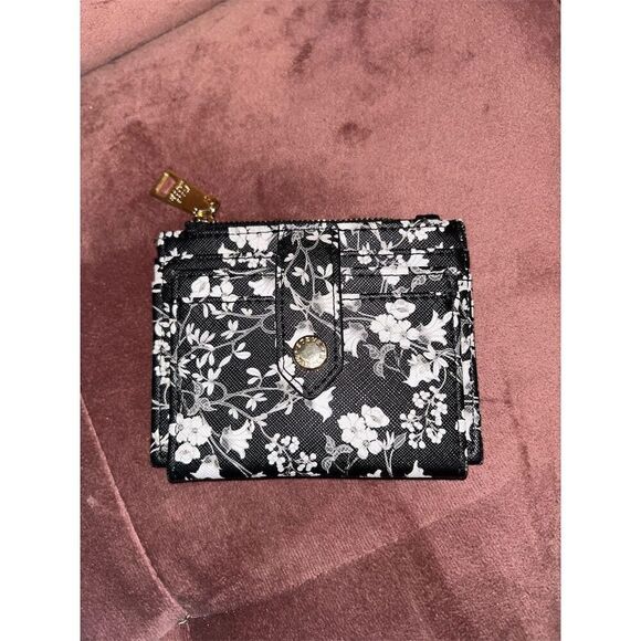 Steve Madden Bhayden Floral Card Case Wallet Black Unisex Mini - Picture 2 of 4